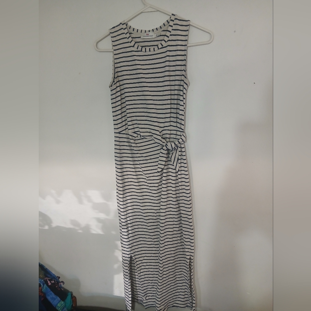 Vineyard Vines Black and White Striped High Low Dress (0322)